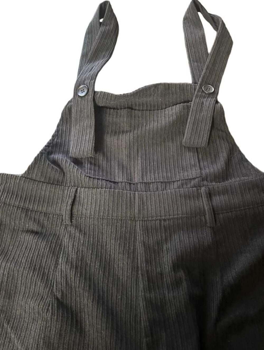 Cider Women's Black Solid Square Neck Sleeveless Corduroy Overalls 1 XL